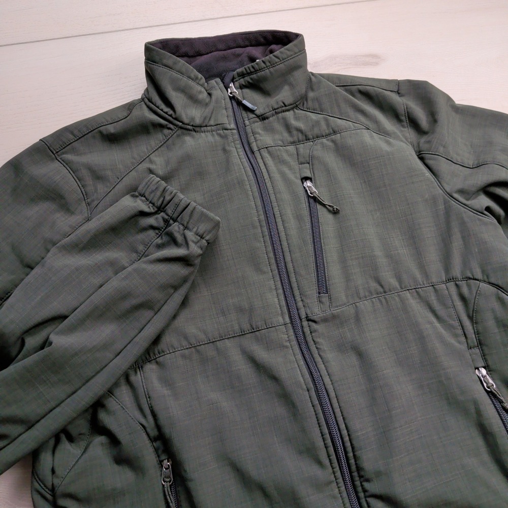 Black Diamond Double Diamond Jacket Mens M Softshell Fleece Lined Olive Green